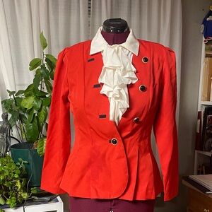 Elegant Red Women's Double-Breasted Blazer